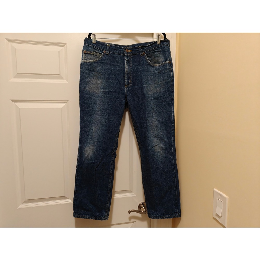 Lee Mens Regular Fit Straight Leg Jeans Dark Wash Blue Denim Classic 36 x 28